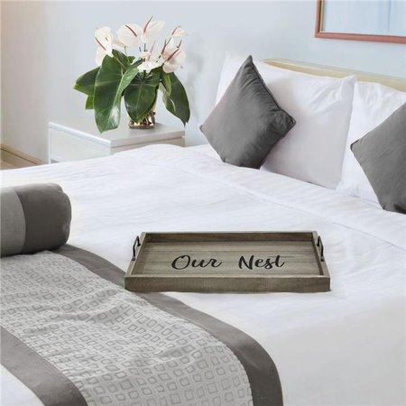 ALL THE RAGES All the Rages HG2000-RGO 15.50 x 12 in. Our Nest Elegant Designs Decorative Wood Serving Tray with Handles; Rustic Gray HG2000-RGO